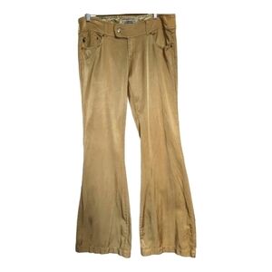 ZCavaricci Denim gold satin wide leg pants